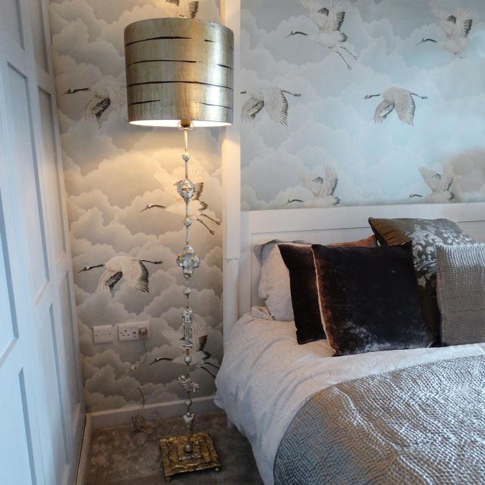 Elstead Lighting Fragment 1 Light Floor Lamp - Aged Gold With Gold Leaf And Umber Glaze Shade