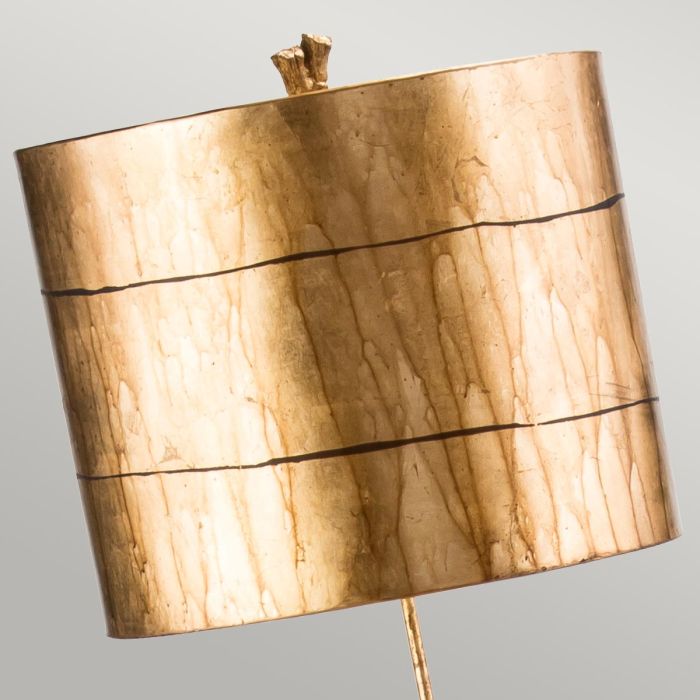 Elstead Lighting Fragment 1 Light Floor Lamp - Aged Gold With Gold Leaf And Umber Glaze Shade