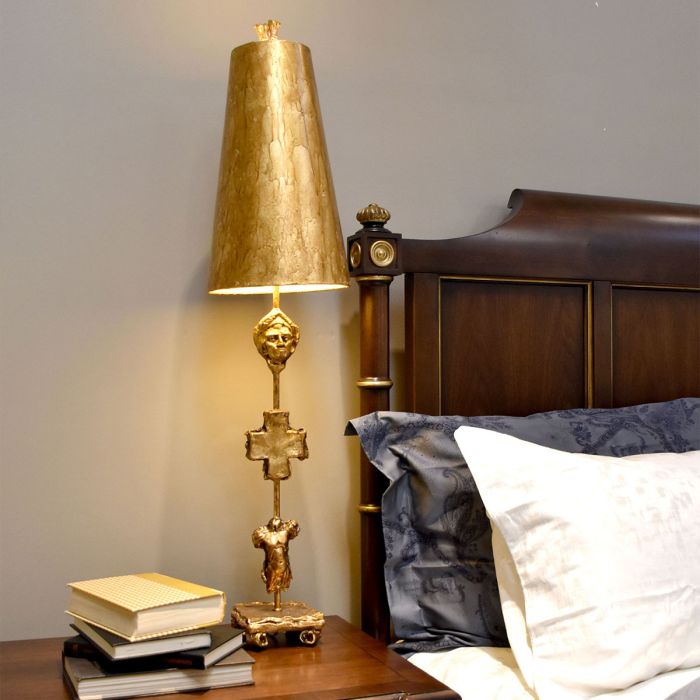 Elstead Lighting Fragment 1 Light Table Lamp - Aged Gold With Gold Leaf And Umber Glaze Shade