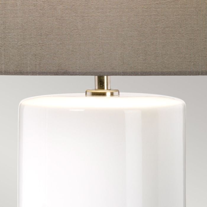 Elstead Lighting Fulwell 1 Light Table Lamp - White Gloss And Matt Grey With Dark Grey Shade