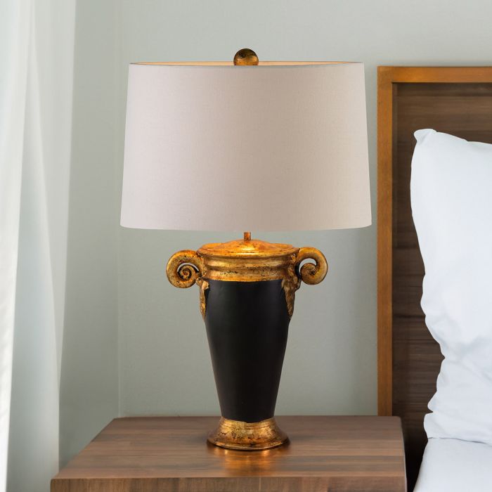 Elstead Lighting Gallier 1lt Table Lamp - Black And Gold With White Shade