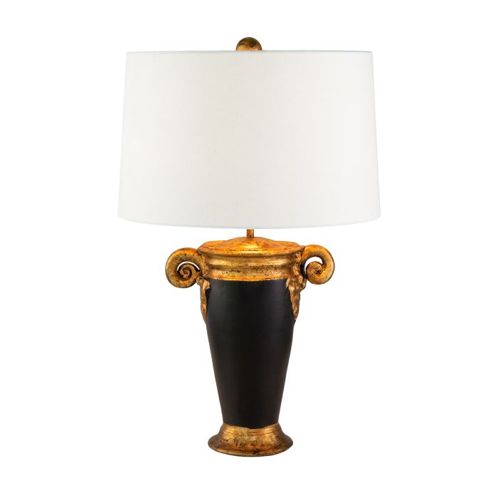 elstead lighting Gallier 1lt Table Lamp - Black and Gold with White Shade