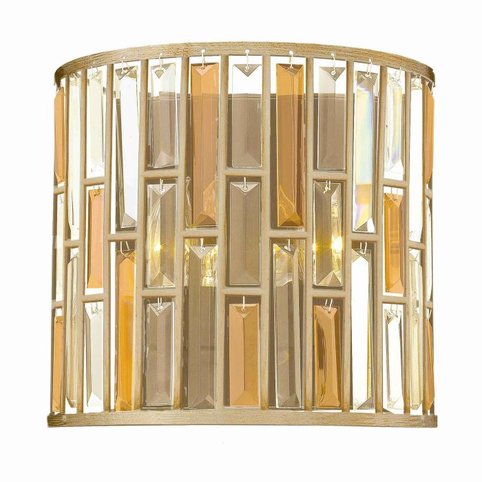 elstead lighting Gemma 2 Light Wall Light - Silver Leaf