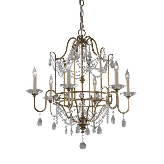 elstead lighting Gianna 6 Light Chandelier - Gilded Silver