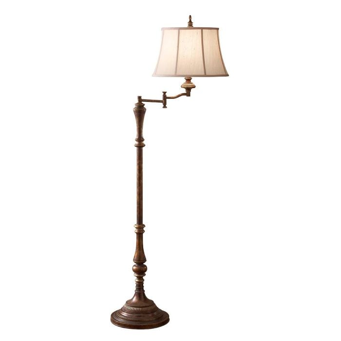 elstead lighting Gibson 1 Light Floor Lamp - Cambridge Crackle with Desert Shade