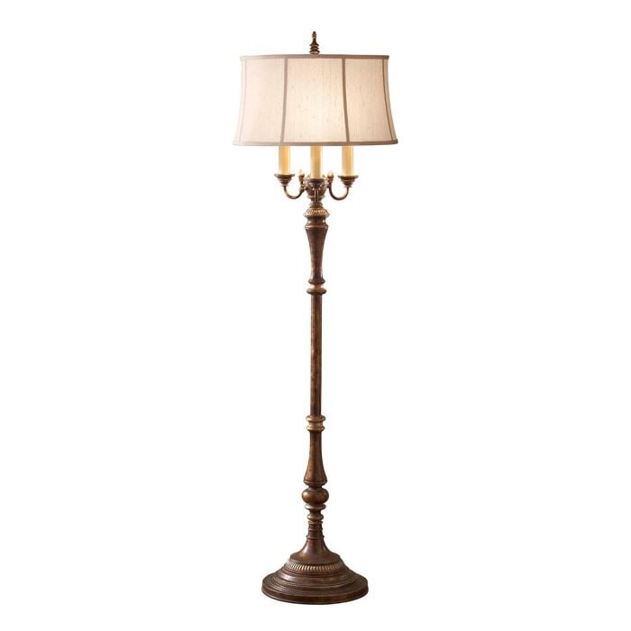 elstead lighting Gibson 4 Light Floor Lamp - Cambridge Crackle with Desert Shade