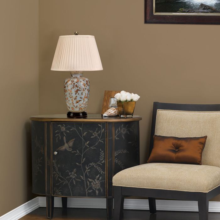 Elstead Lighting Gold Birds 1 Light Table Lamp - Light Blue And Gold