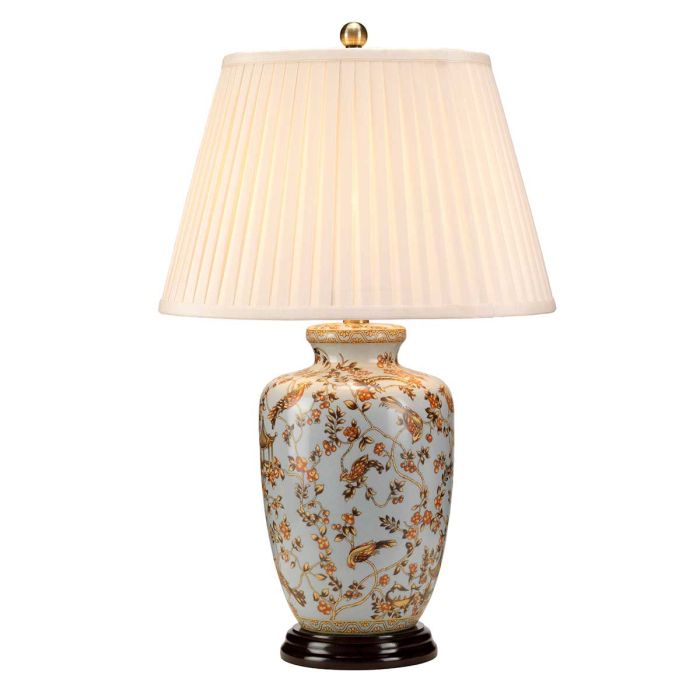 elstead lighting Gold Birds 1 Light Table Lamp - Light Blue and Gold