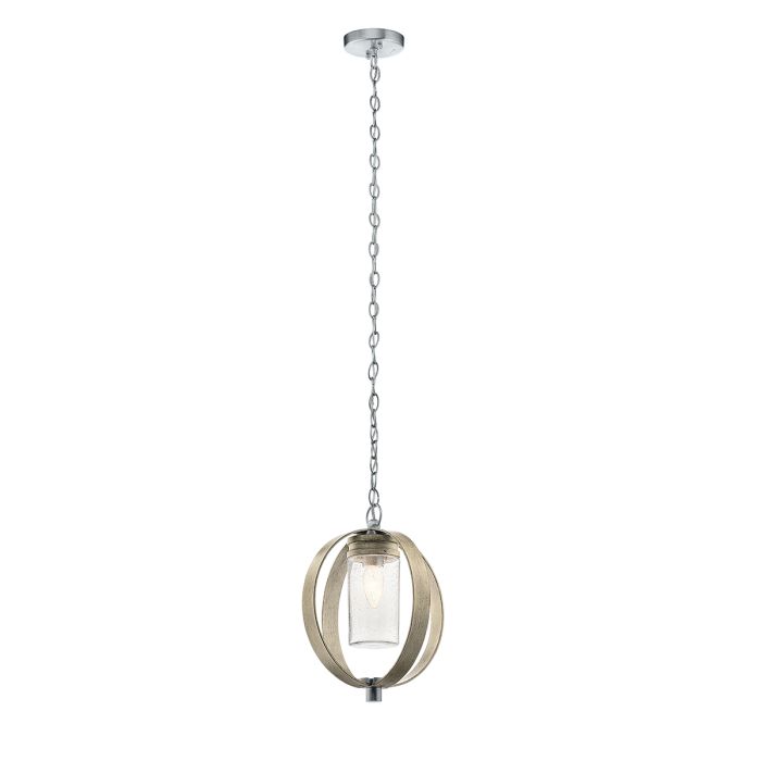 Elstead Lighting Grand Bank 1 Light Outdoor Pendant - Distressed Antique Grey & Brushed Aluminium