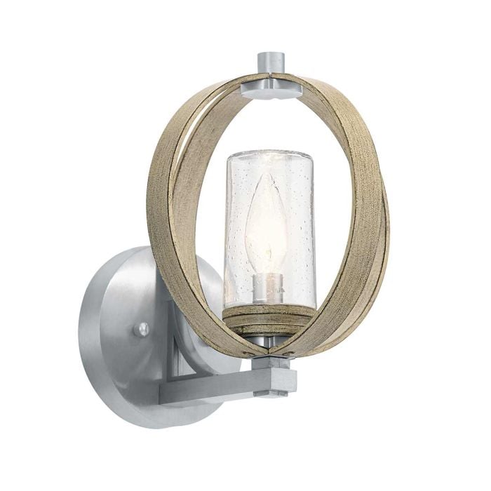 Elstead Lighting Grand Bank 1 Light Outdoor Wall Light - Distressed Antique Grey & Brushed Aluminium