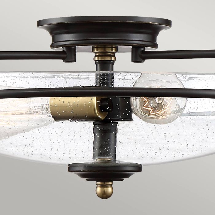 Elstead Lighting Griffin 3 Light Flush - Palladian Bronze With Weathered Brass Accents