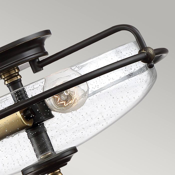 Elstead Lighting Griffin 3 Light Flush - Palladian Bronze With Weathered Brass Accents