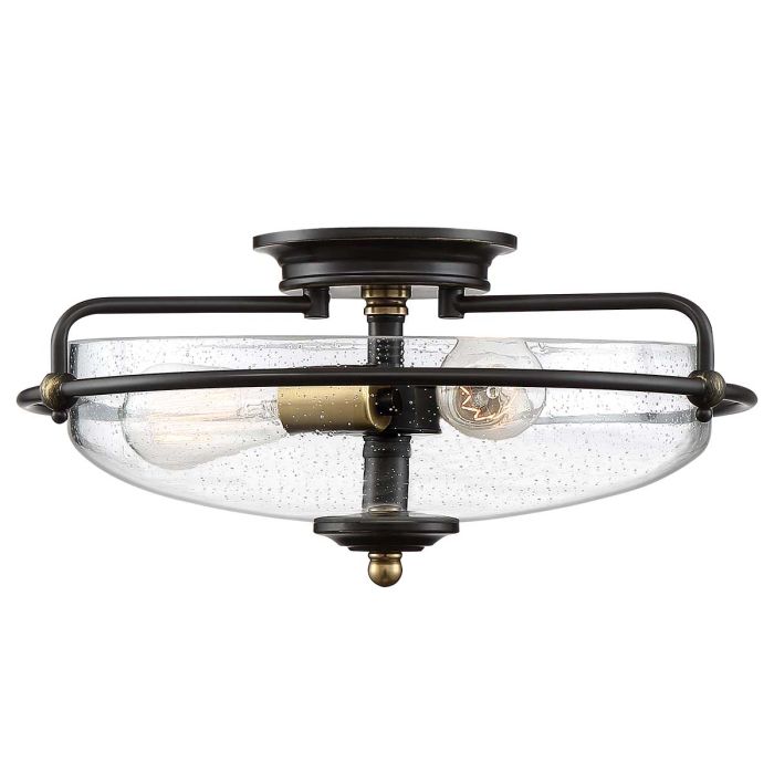 elstead lighting Griffin 3 Light Flush - Palladian Bronze with Weathered Brass Accents