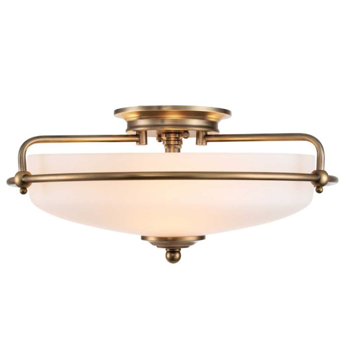 elstead lighting Griffin 3 Light Flush - Weathered Brass