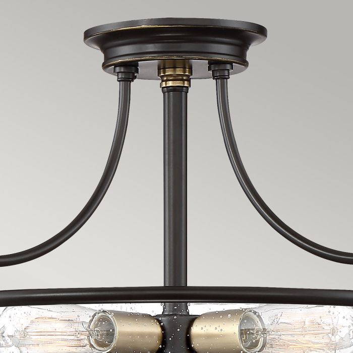 Elstead Lighting Griffin 3 Light Semi-Flush - C - Palladian Bronze With Weathered Brass Accents