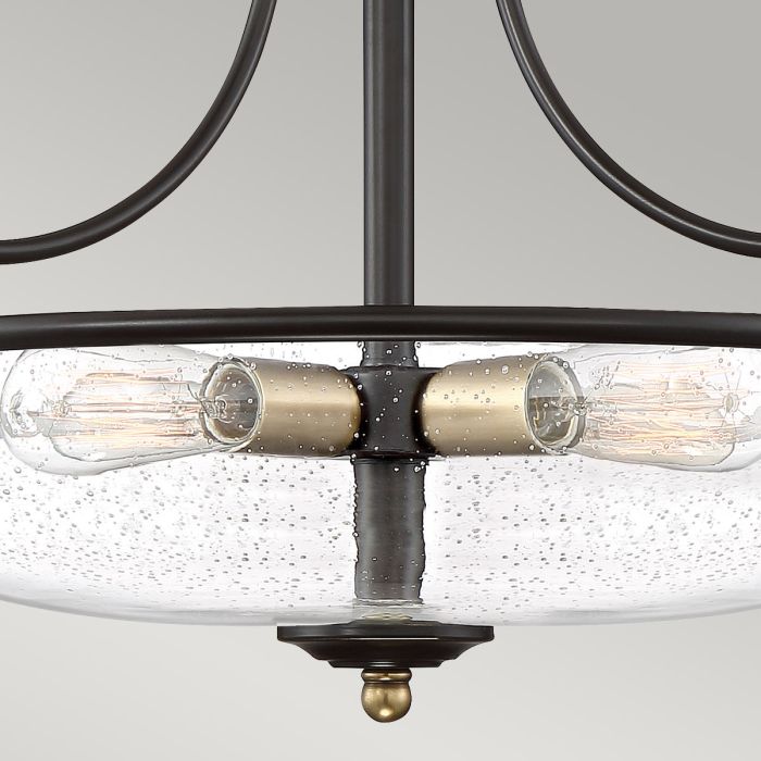 Elstead Lighting Griffin 3 Light Semi-Flush - C - Palladian Bronze With Weathered Brass Accents