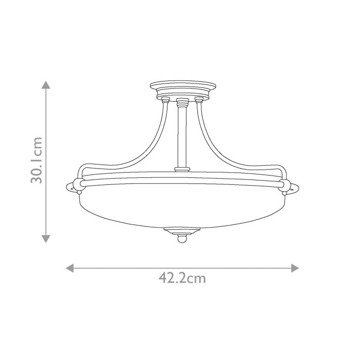 Elstead Lighting Griffin 3 Light Semi-Flush - Polished Chrome