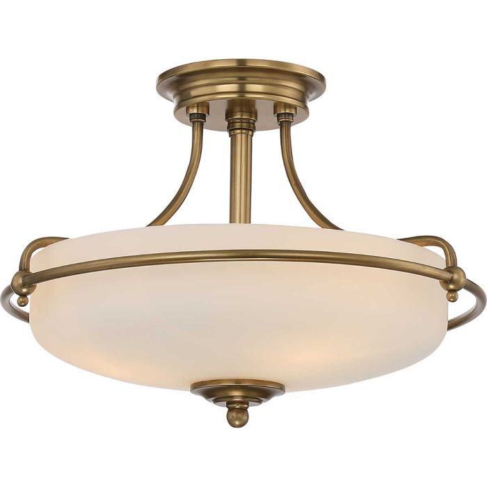 elstead lighting Griffin 3 Light Semi-Flush - Weathered Brass