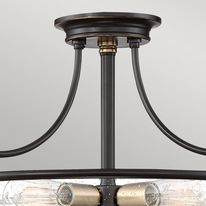 Elstead Lighting Griffin 4 Light Semi-Flush - Palladian Bronze With Weathered Brass Accents