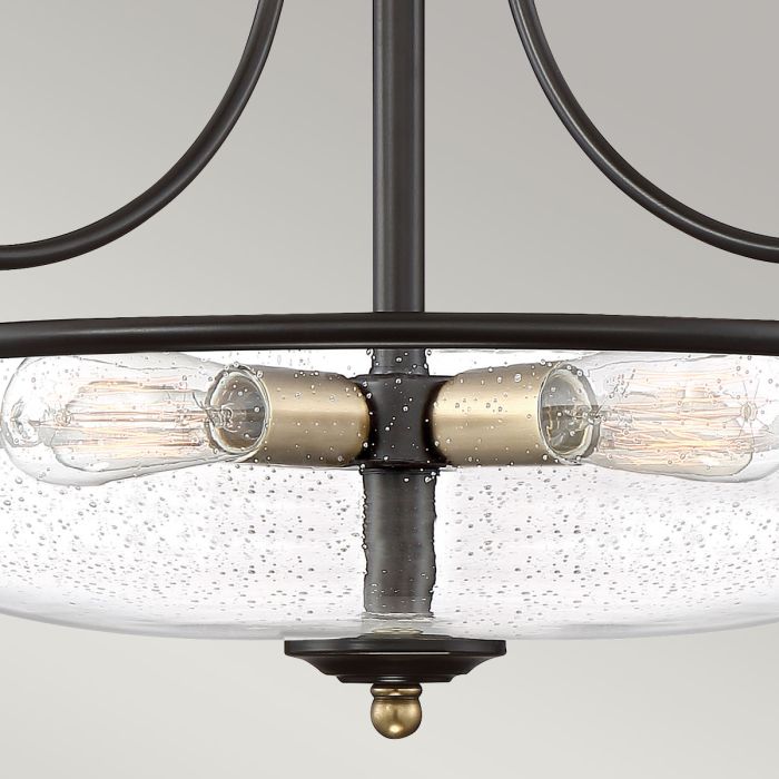 Elstead Lighting Griffin 4 Light Semi-Flush - Palladian Bronze With Weathered Brass Accents