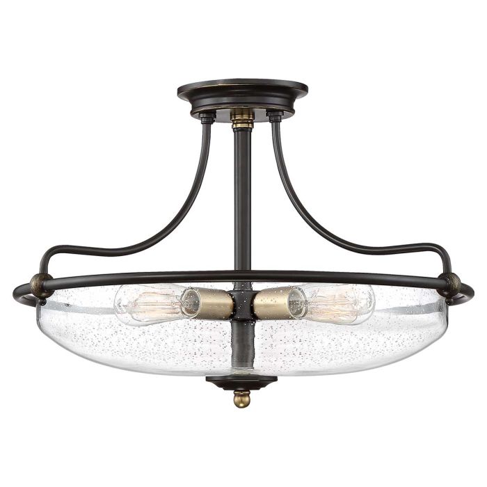 elstead lighting Griffin 4 Light Semi-Flush - Palladian Bronze with Weathered Brass Accents