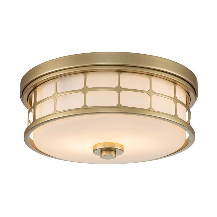 elstead lighting Guardian 2 Light Flush - Painted Natural Brass