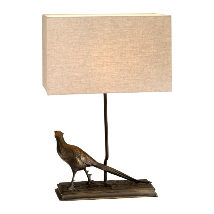 elstead lighting Halkirk 1 Light Table Lamp with Rectangle Shade - Bronze Patina with Natural Shade