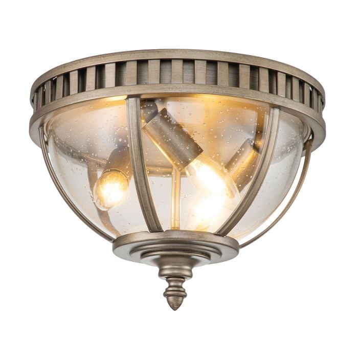 elstead lighting Halleron 3 Light Ceiling Flush - Burnished Bronze