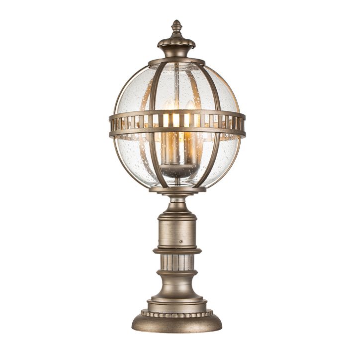 elstead lighting Halleron 3 Light Pedestal Lantern - Burnished Bronze