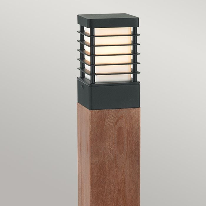 Elstead Lighting Halmstad 1 Light Large Wooden Bollard - Black