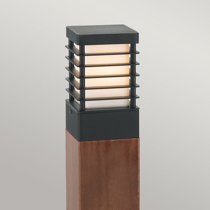 Elstead Lighting Halmstad 1 Light Medium Wooden Bollard - Black