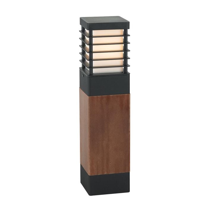 elstead lighting Halmstad 1 Light Medium Wooden Bollard - Black