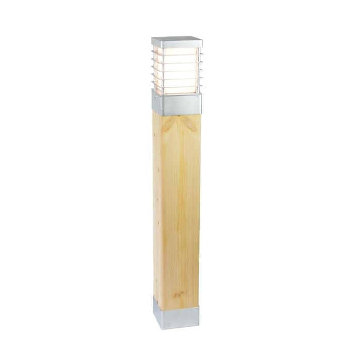 elstead lighting Halmstad Large Bollard Natural Wood & Galvanised
