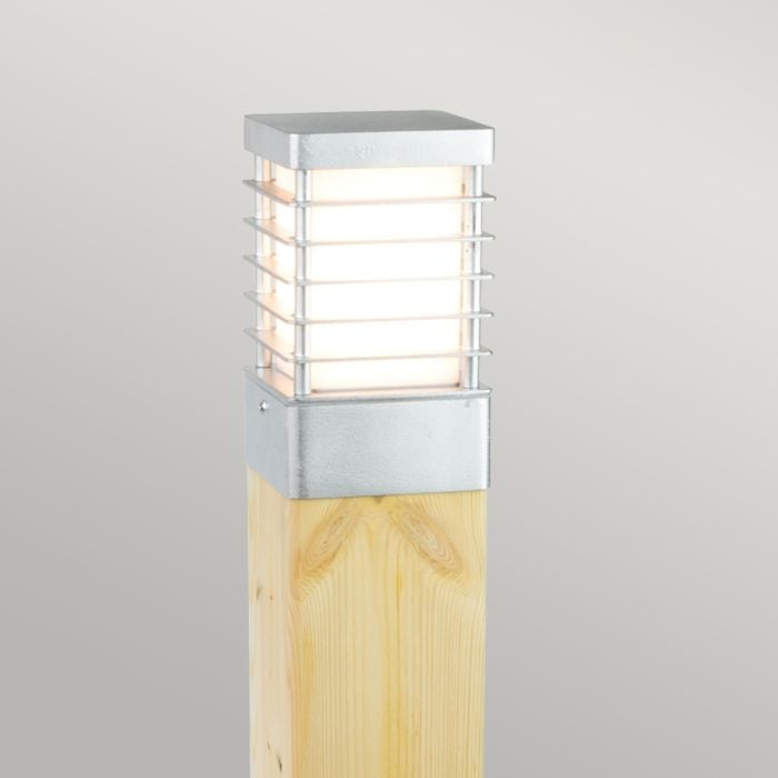 Elstead Lighting Halmstad Medium Bollard Natural Wood & Galvanised