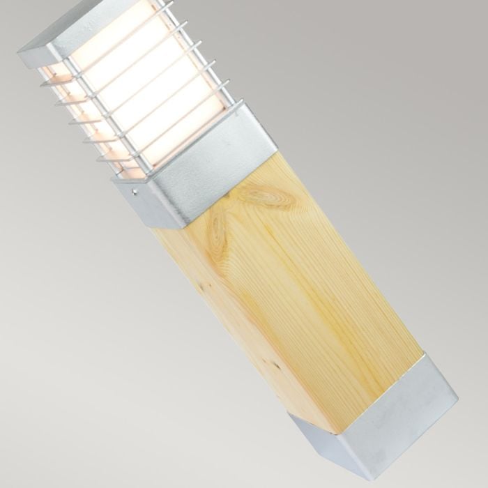 Elstead Lighting Halmstad Medium Bollard Natural Wood & Galvanised