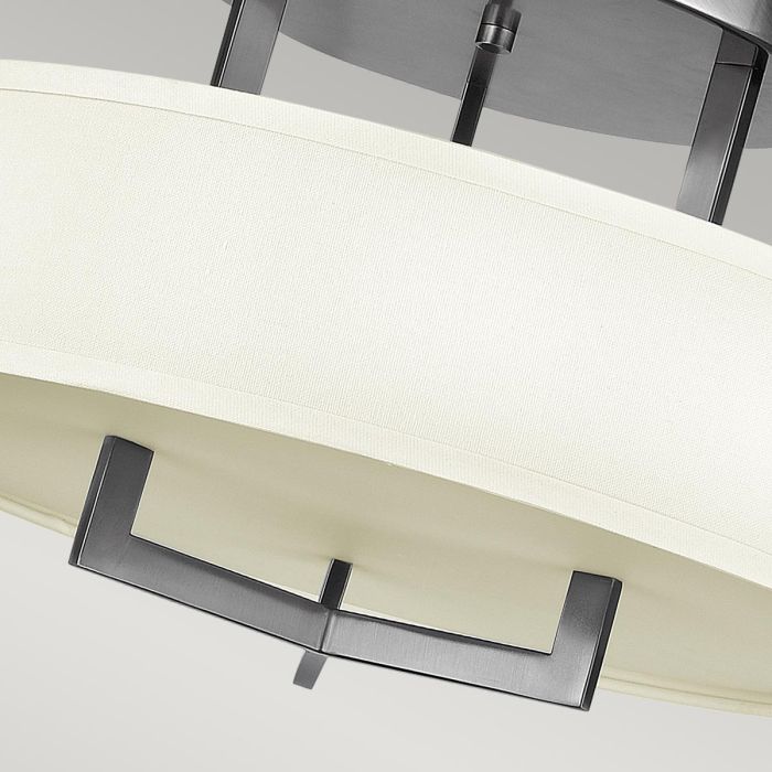 Elstead Lighting Hampton 3 Light Semi-Flush - Antique Nickel Ivory Shades