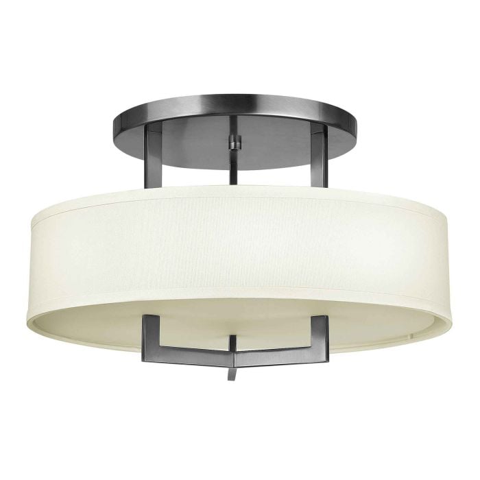 elstead lighting Hampton 3 Light Semi-Flush - Antique Nickel Ivory Shades