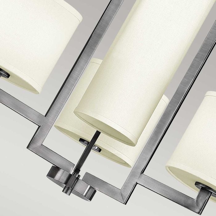 Elstead Lighting Hampton 4 Light Chandelier - Antique Nickel Ivory Shades