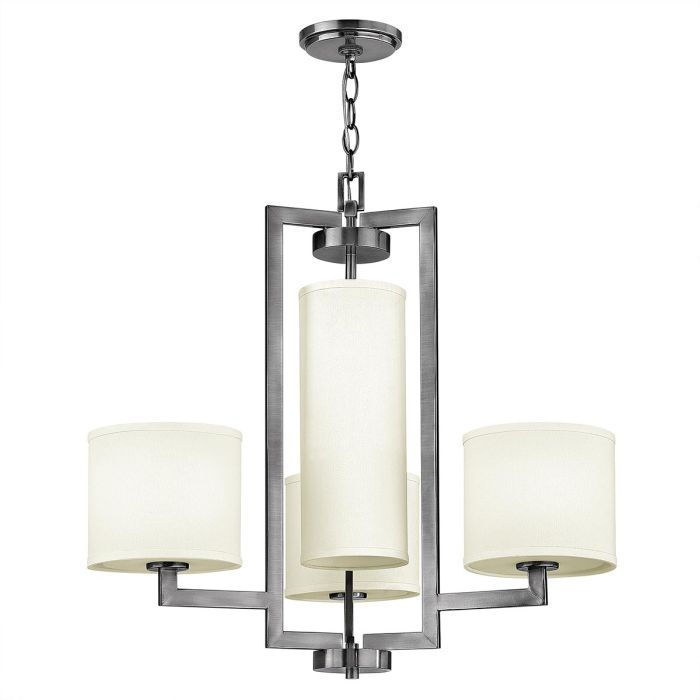elstead lighting Hampton 4 Light Chandelier - Antique Nickel Ivory Shades