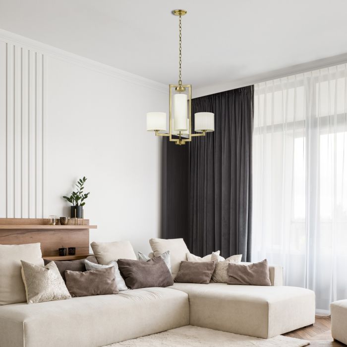 Elstead Lighting Hampton 4 Lt Chandelier - Brushed Brass