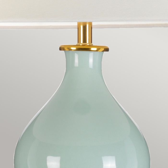 Elstead Lighting Harbin Gourd 1 Light Table Lamp With Tall Empire - Celadon With Off-White Shade