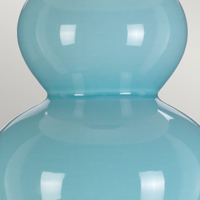 Elstead Lighting Harbin Gourd 1 Light Table Lamp With Tall Empire - Duck Egg Blue With Off-White Shade