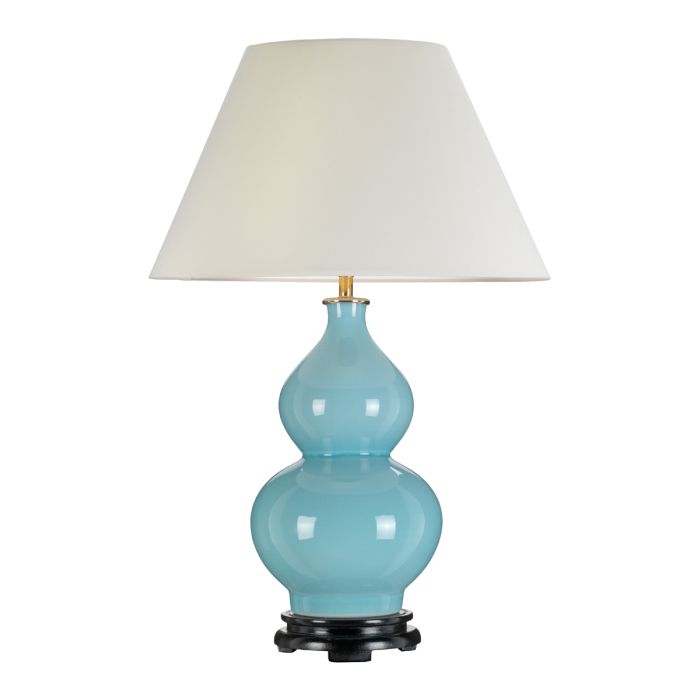 elstead lighting Harbin Gourd 1 Light Table Lamp with Tall Empire - Duck Egg Blue with Off-White Shade