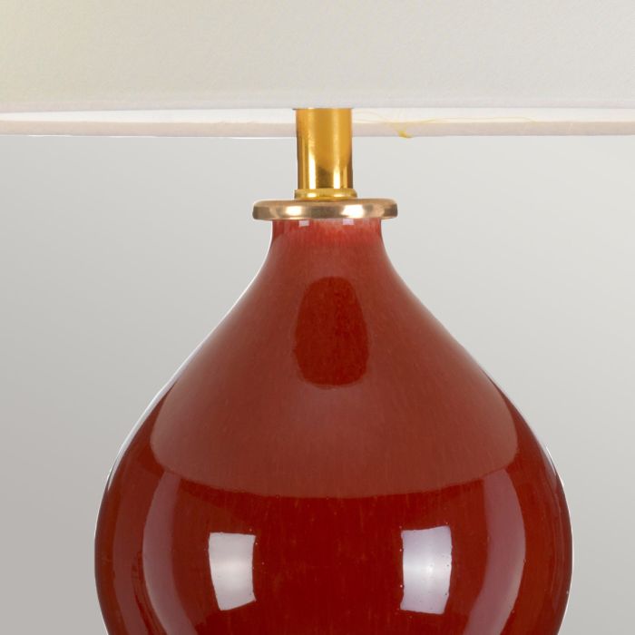 Elstead Lighting Harbin Gourd 1 Light Table Lamp With Tall Empire - Oxblood With Off-White Shade