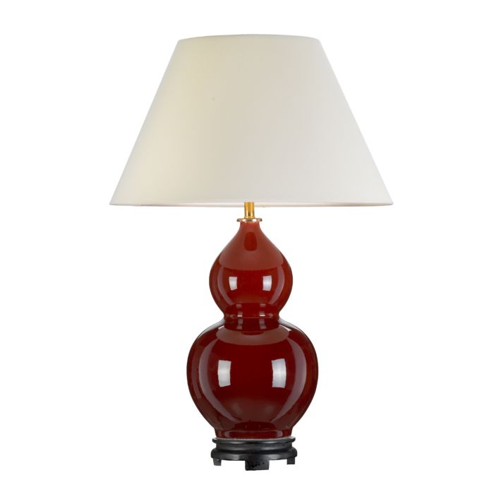 elstead lighting Harbin Gourd 1 Light Table Lamp with Tall Empire - Oxblood with Off-White Shade