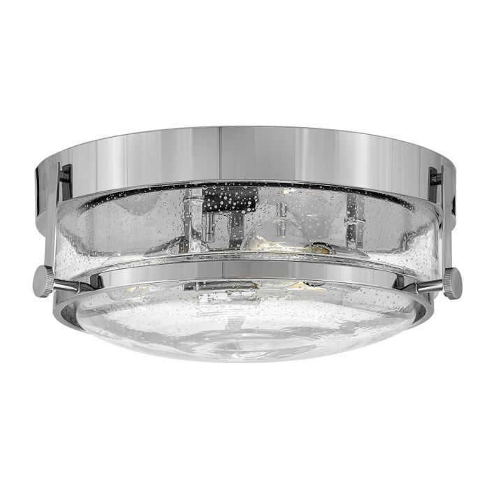 elstead lighting Harper 3 Light Flush - Polished Chrome Steel Clear Seeded Glass
