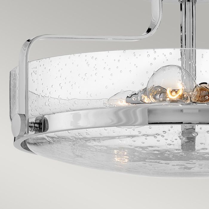 Elstead Lighting Harper 3 Light Medium Semi-Flush - Polished Chrome Steel Clear Seeded Glass