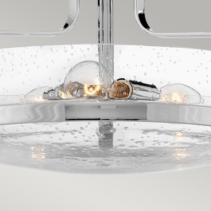 Elstead Lighting Harper 3 Light Medium Semi-Flush - Polished Chrome Steel Clear Seeded Glass