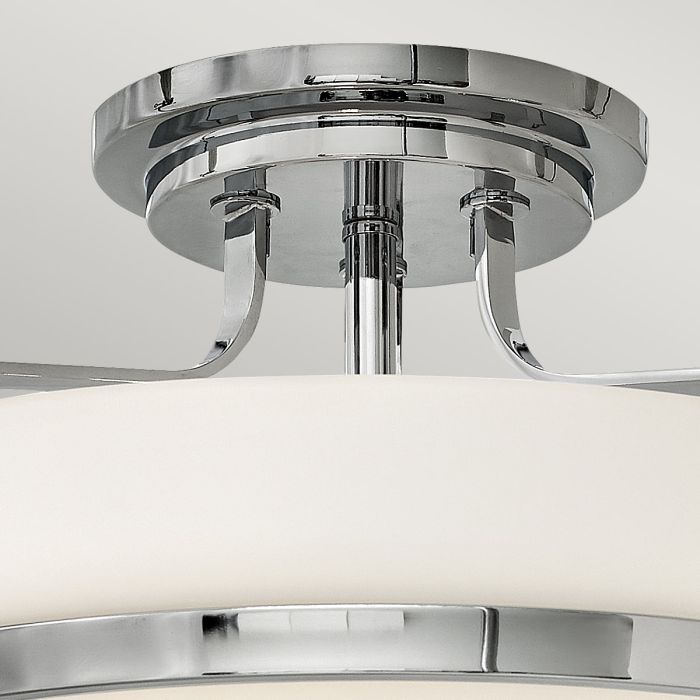 Elstead Lighting Harper 3 Light Medium Semi-Flush - Polished Chrome Steel Opal Etched Glass