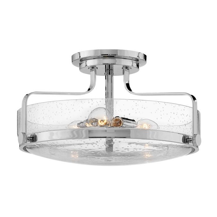 elstead lighting Harper 3 Light Medium Semi-Flush - Polished Chrome Steel Clear Seeded Glass
